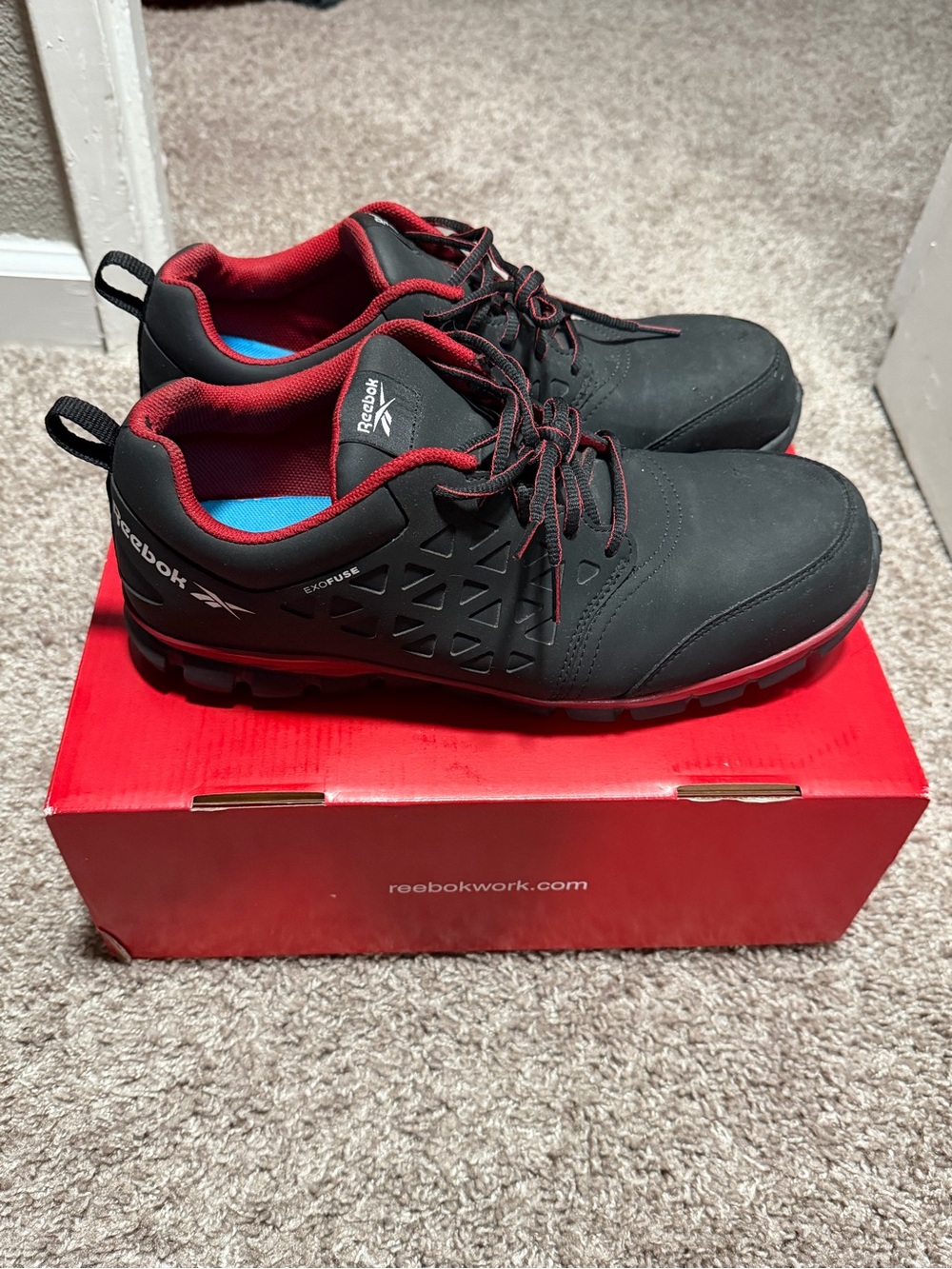 Safety work Reebok Men’s Black and Red Athletic Work Shoes